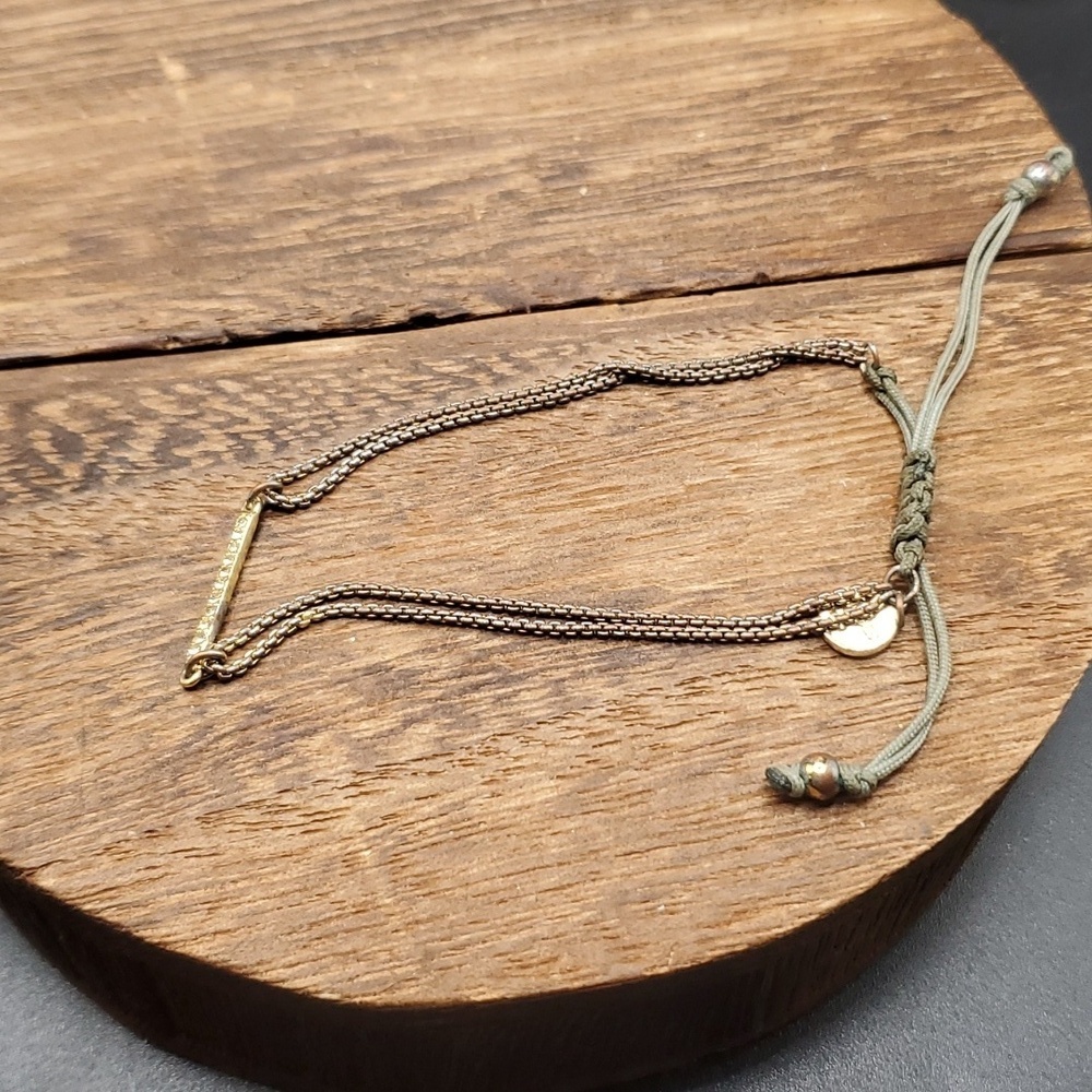 Stella and dot army green twine‎ bracelet trendy bar crystal B2924